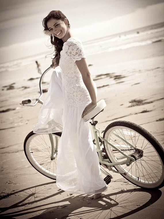 Pretty girl on a beach cruiser, Pacific Beach